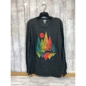tropical y2k boho indie Blue 84 Men T-Shirt Size Small Gray  Long Sleeve